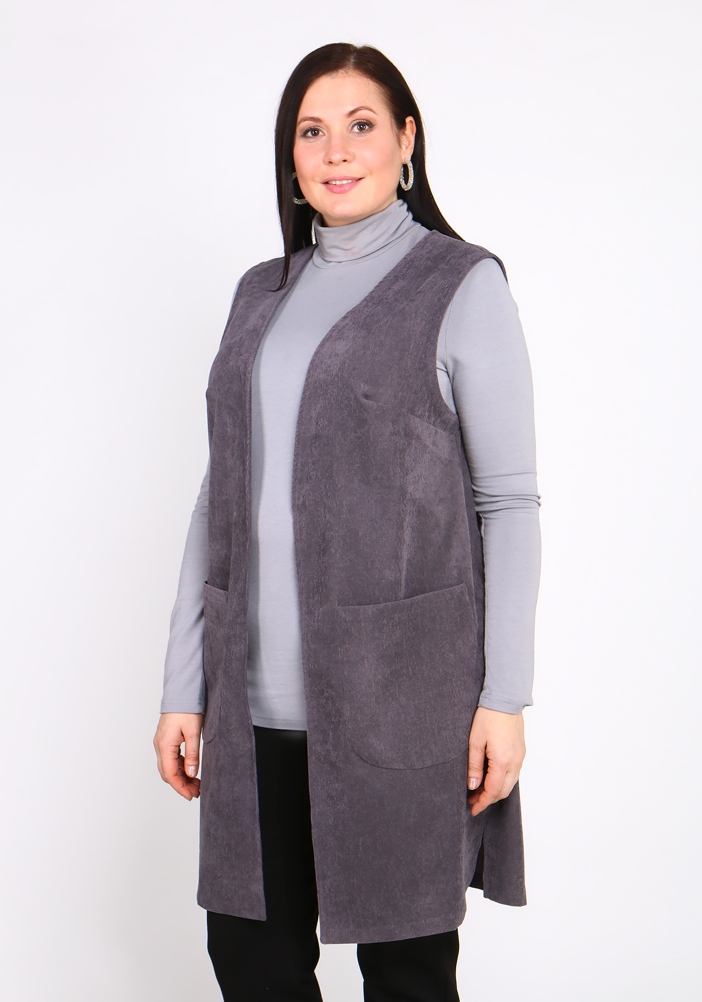 Жилет вельветовый с карманами Bianka Modeno, размер 50, цвет темно-серый - фото 10
