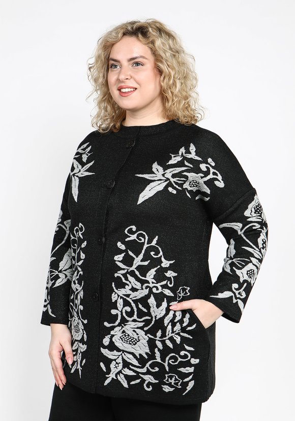 Кардиган с цветочным принтом на пуговицах шир.  580, рис. 6