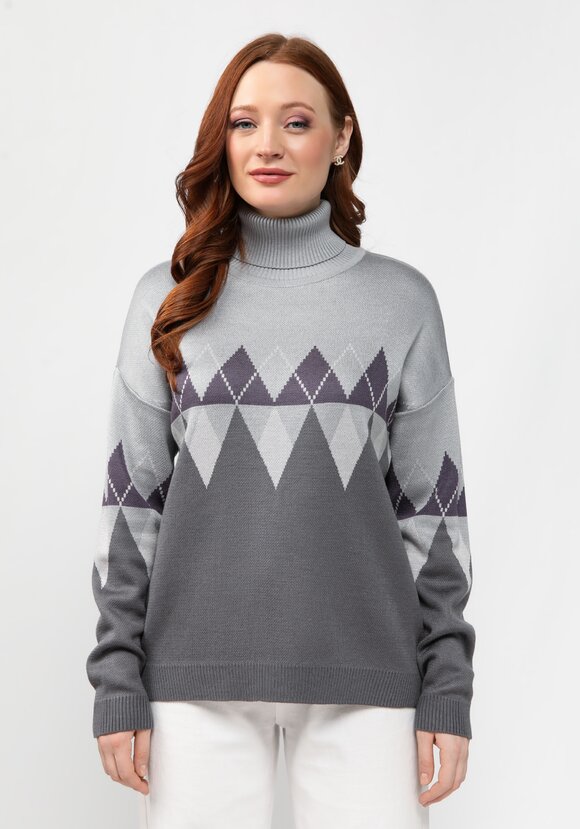 Джемпер с принтом ромб и высоким горлом шир.  580, рис. 13