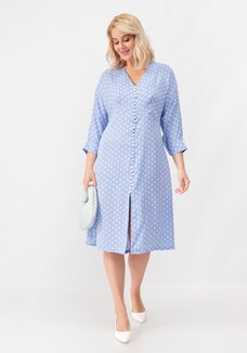 Платье в горох с V образным воротом