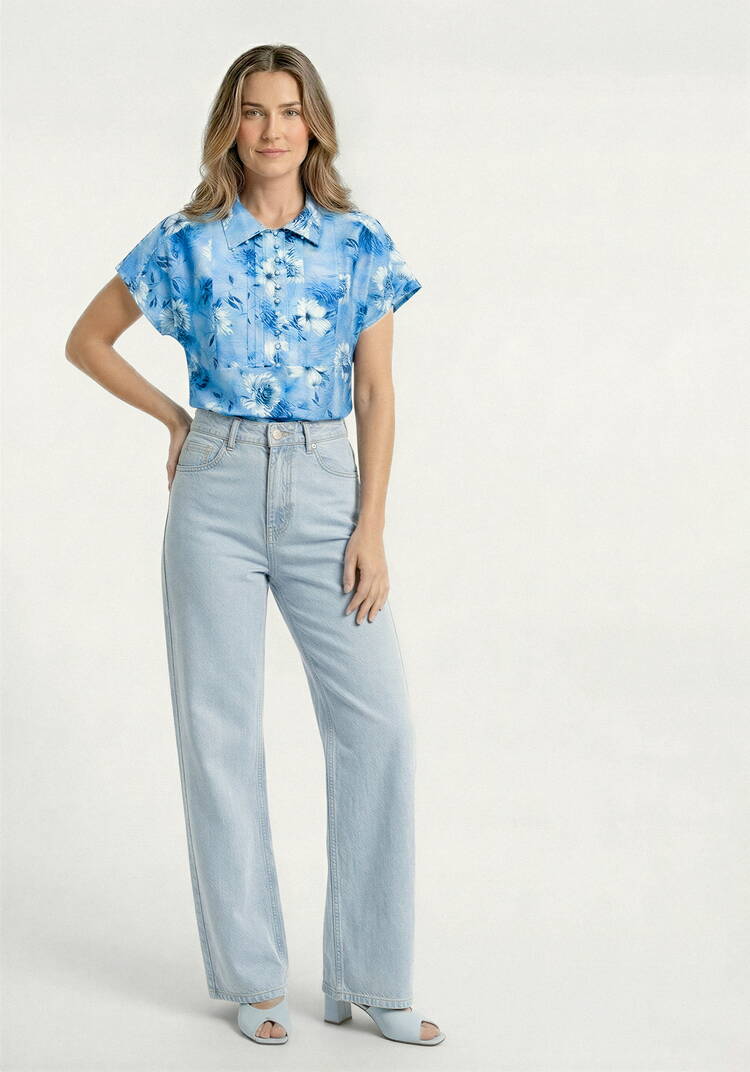 Блуза изо льна с цветочным принтом шир.  750, рис. 6