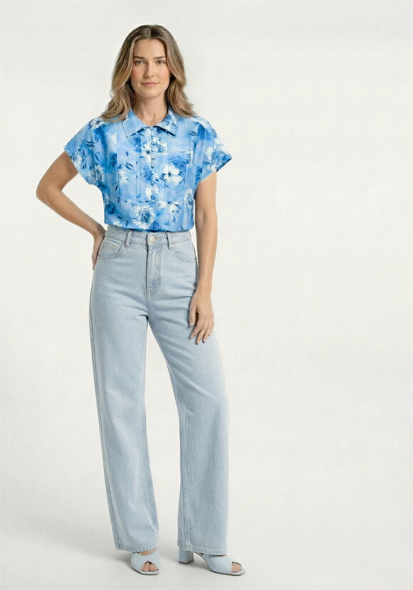 Блуза изо льна с цветочным принтом шир.  580, рис. 6