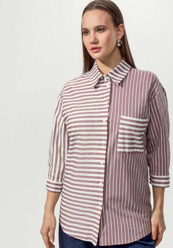 Рубашка в полоску колор-блок шир.  580, рис. 18