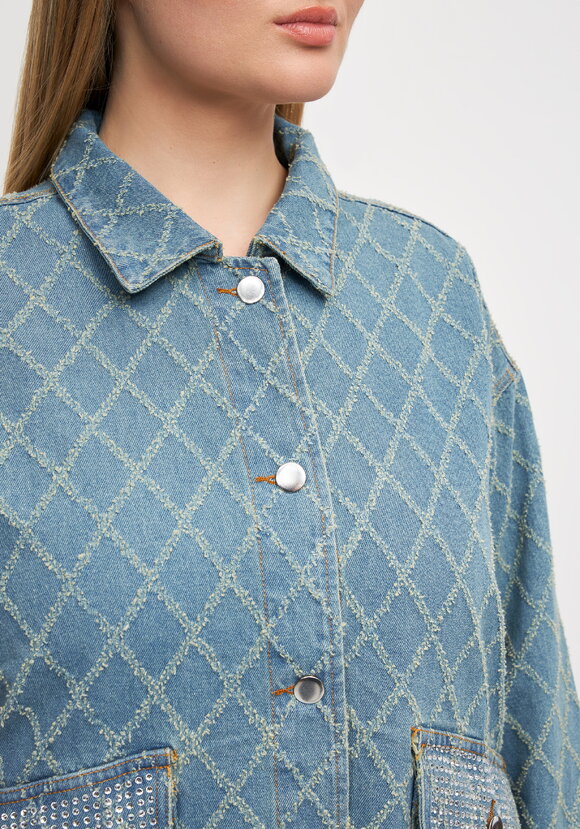 Джинсовая куртка с рисунком из страз шир.  580, рис. 5