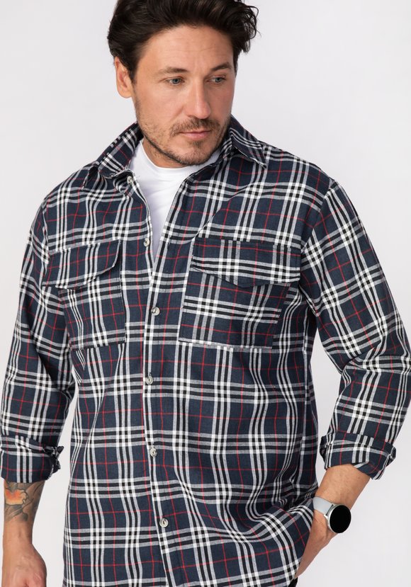 Рубашка мужская в мелкую клетку шир.  580, рис. 6