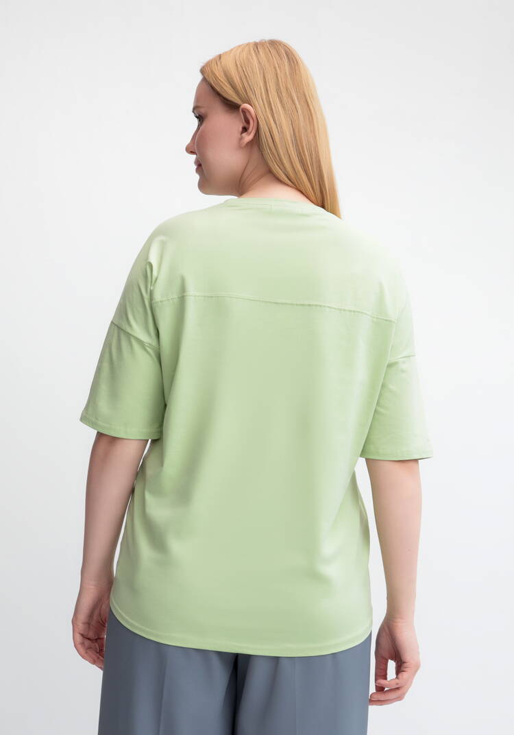 Футболка с принтом Зеленый цветок шир.  750, рис. 13