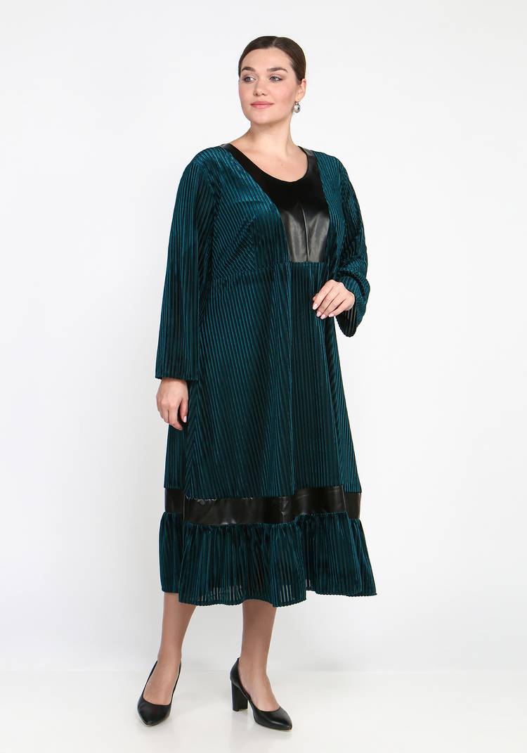 Платье с деталями из экокожи шир.  750, рис. 4