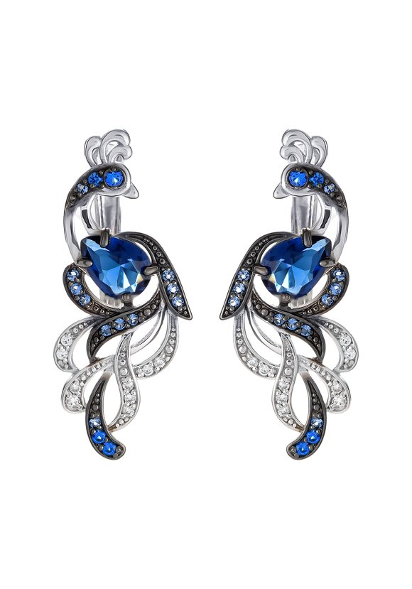 Серебряные серьги Волшебная птица шир.  580, рис. 1