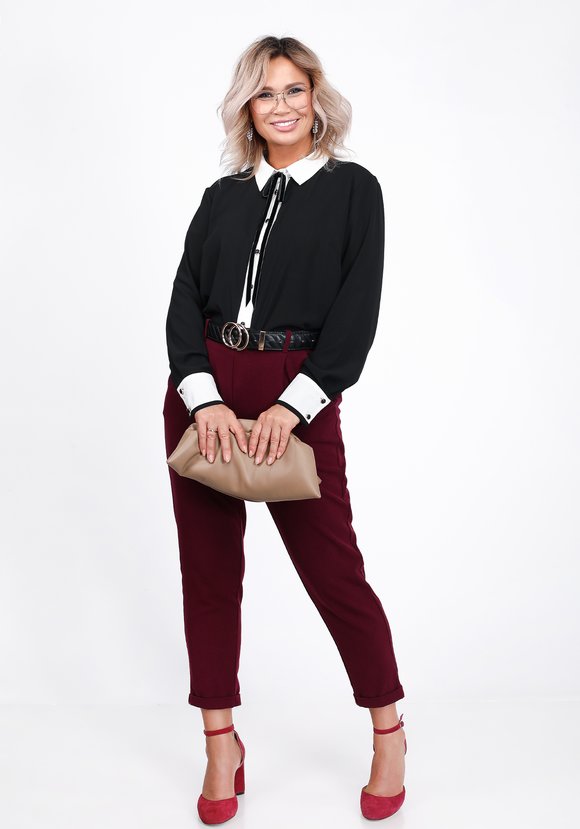 Блуза прямого кроя с брошью в виде банта шир.  580, рис. 7