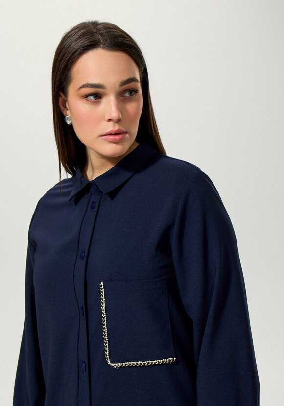 Платье-рубашка с декорированным карманом шир.  580, рис. 4