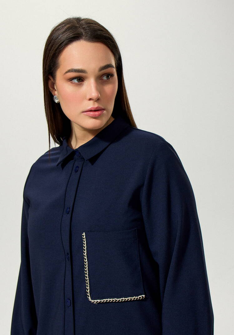 Платье-рубашка с декорированным карманом шир.  750, рис. 4