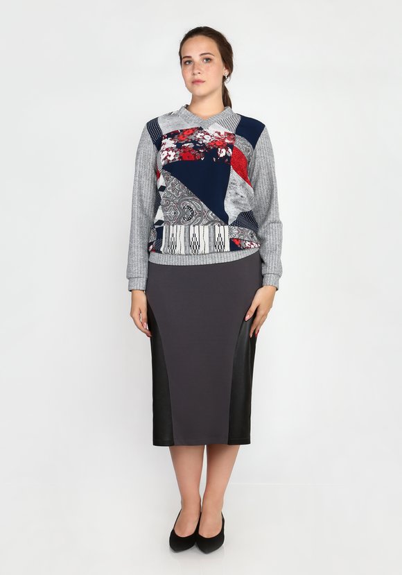 Юбка-карандаш из комбинированной ткани шир.  580, рис. 7