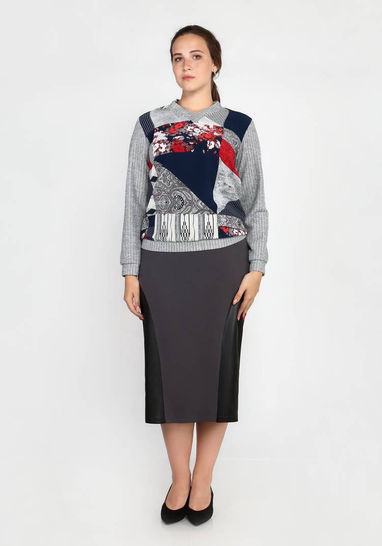 Юбка-карандаш из комбинированной ткани шир.  750, рис. 7