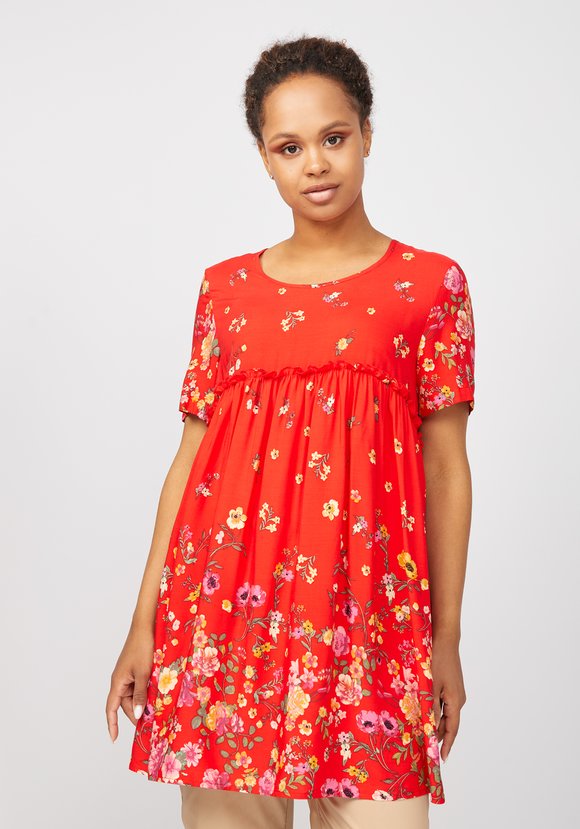 Туника с цветочным принтом свободного кроя шир.  580, рис. 11