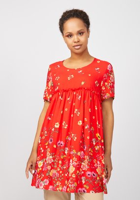 Туника с цветочным принтом свободного кроя