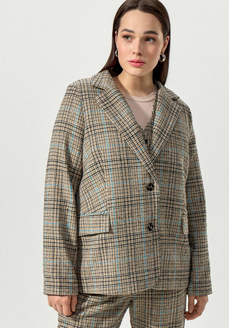 Пиджак с принтом клетка шир.  750, рис. 9