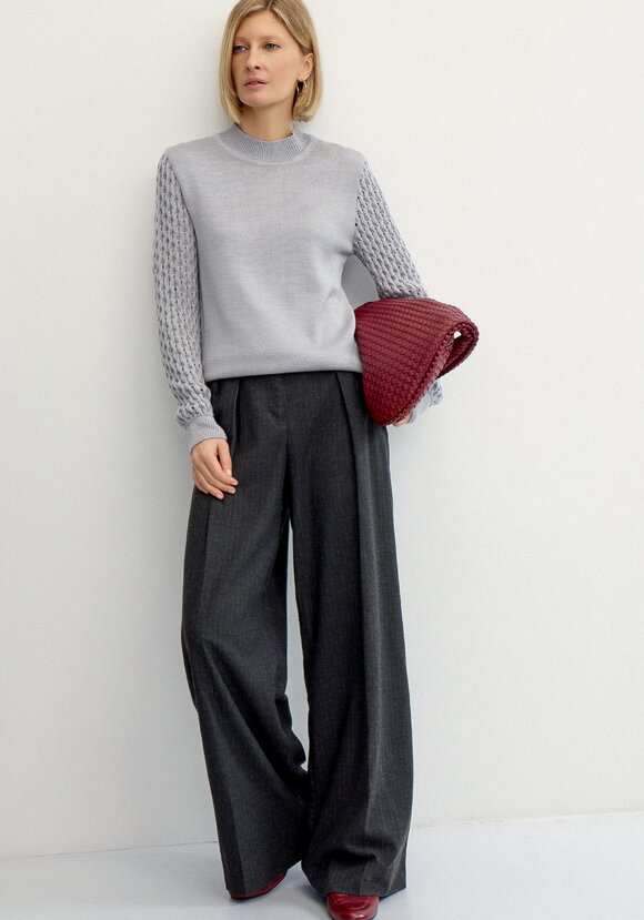 Джемпер с ажурными рукавами объемной вязки шир.  580, рис. 3