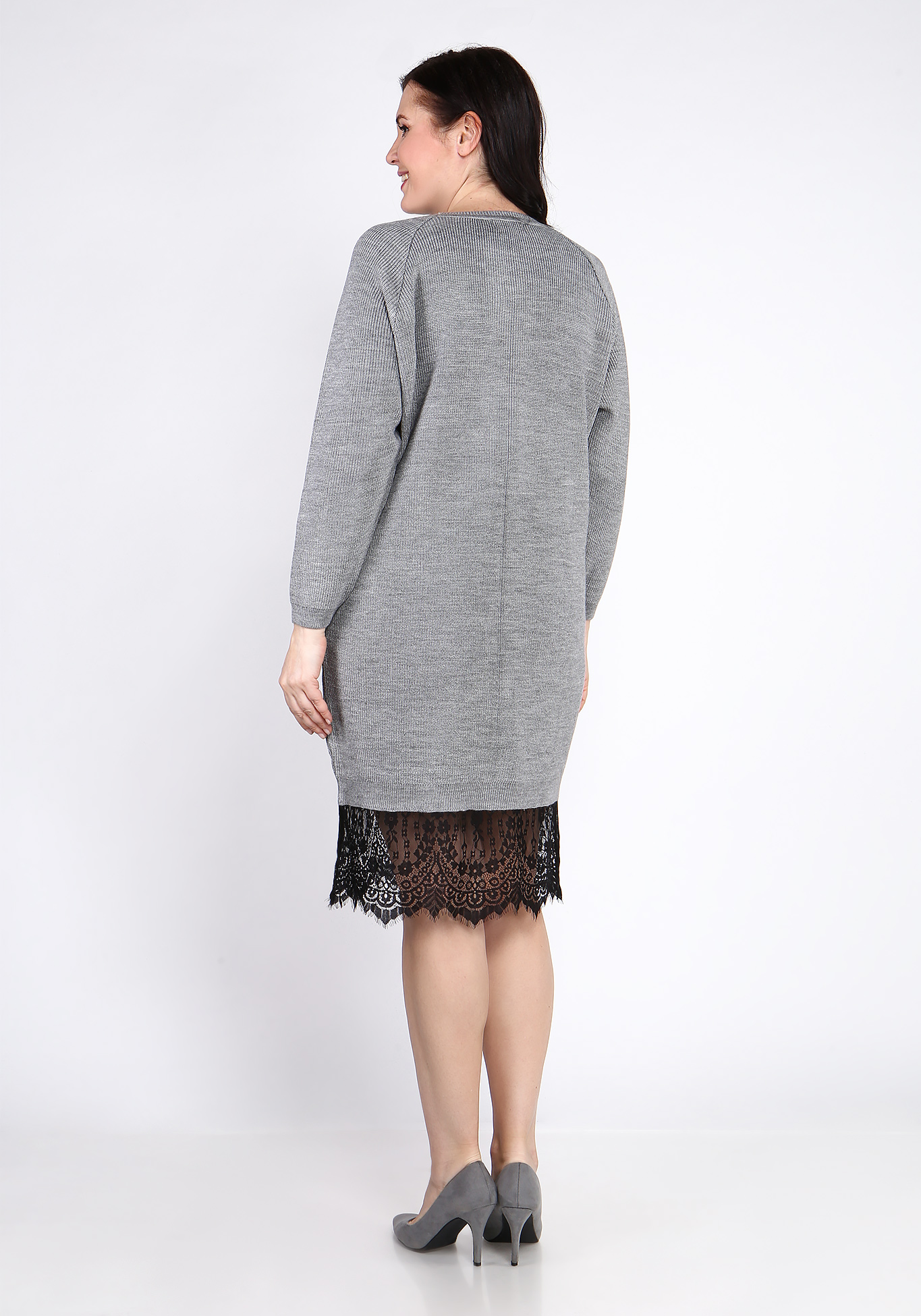 Платье с кружевным низом Vivawool, размер 48, цвет серый - фото 3