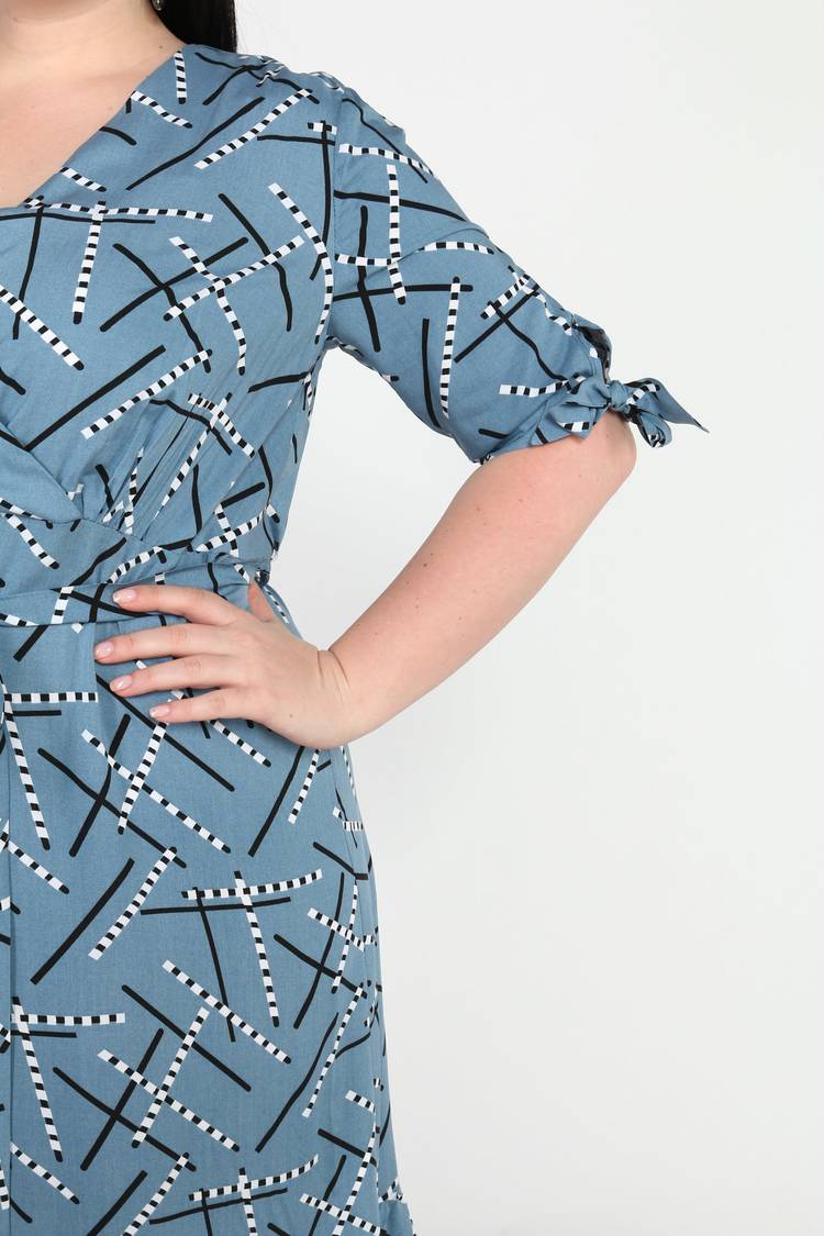 Платье с воланом и завязками на рукавах шир.  750, рис. 4