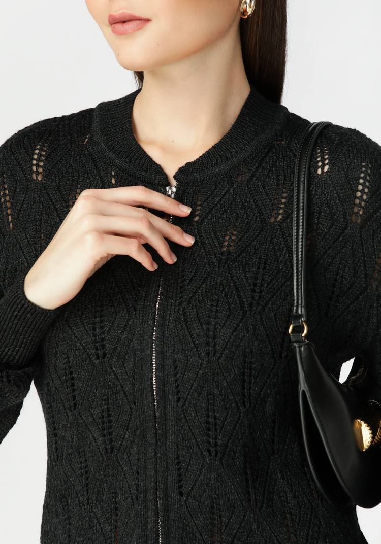 Бомбер женский на молнии с ажурным рисунком шир.  750, рис. 9