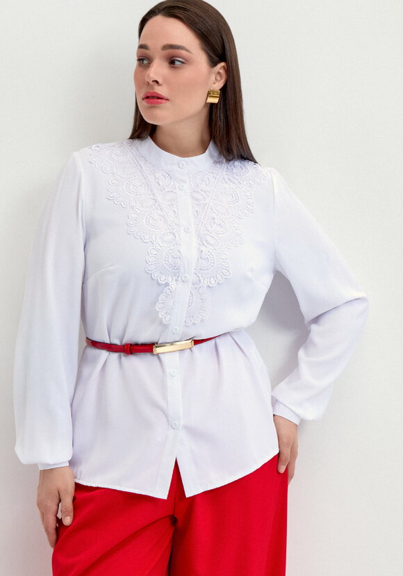 Рубашка с кружевной вставкой на груди шир.  580, рис. 1