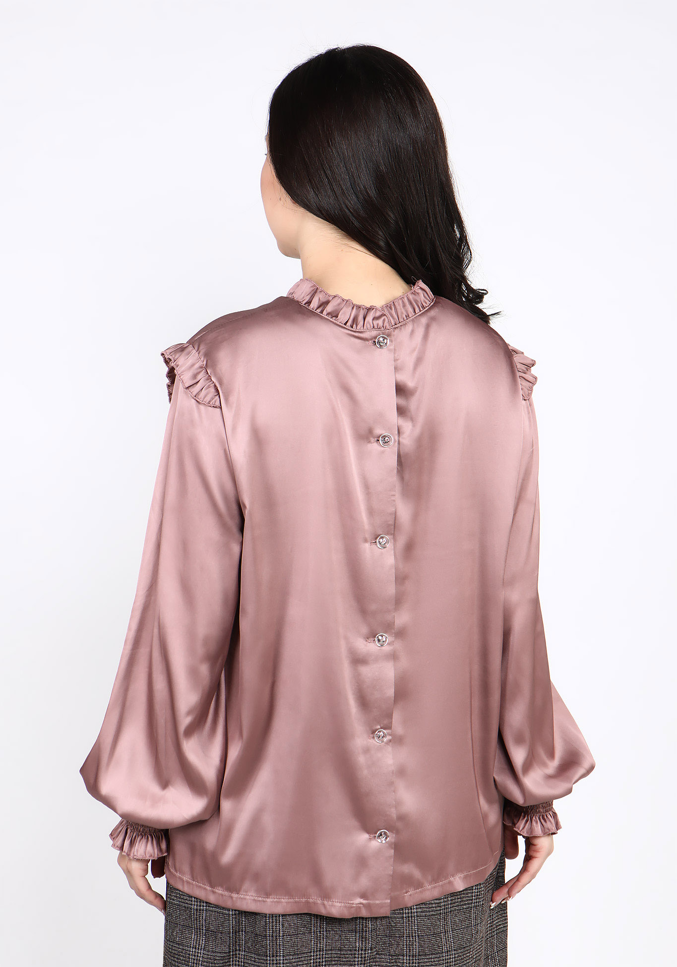 Блуза атласная с застежкой сзади "Иден" Julia Weber, размер 52, цвет пудровый - фото 7