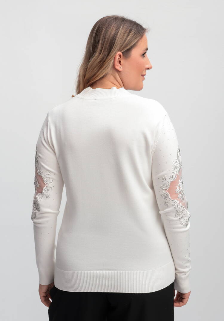 Джемпер со стразами и декоративной вставкой шир.  750, рис. 3