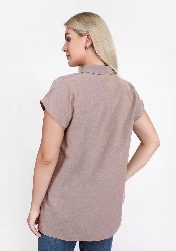 Блуза однотонная на пуговицах А-силуэта шир.  750, рис. 9