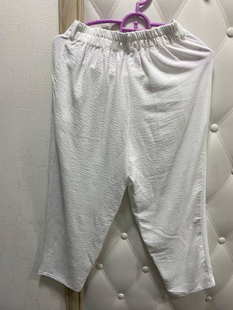 Брюки из жатки молочного цвета шир.  750, рис. 2