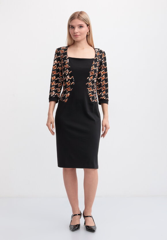 Платье классическое комбинированное из джерси шир.  580, рис. 14