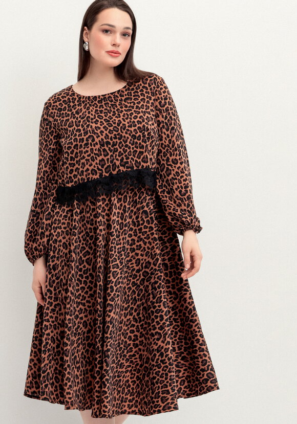 Платье из струящейся ткани с принтом леопард шир.  580, рис. 17