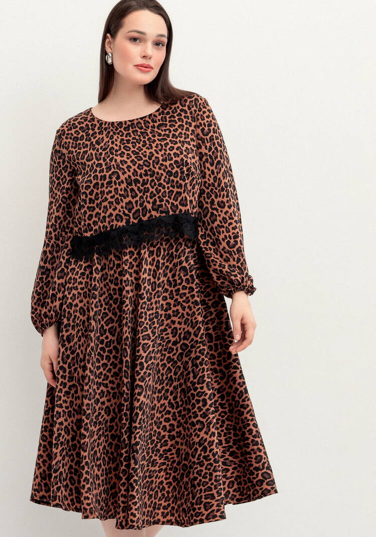 Платье из струящейся ткани с принтом леопард шир.  750, рис. 17