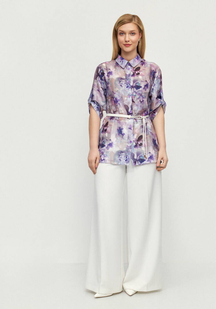 Блуза изо льна Цветочная соната шир.  750, рис. 7