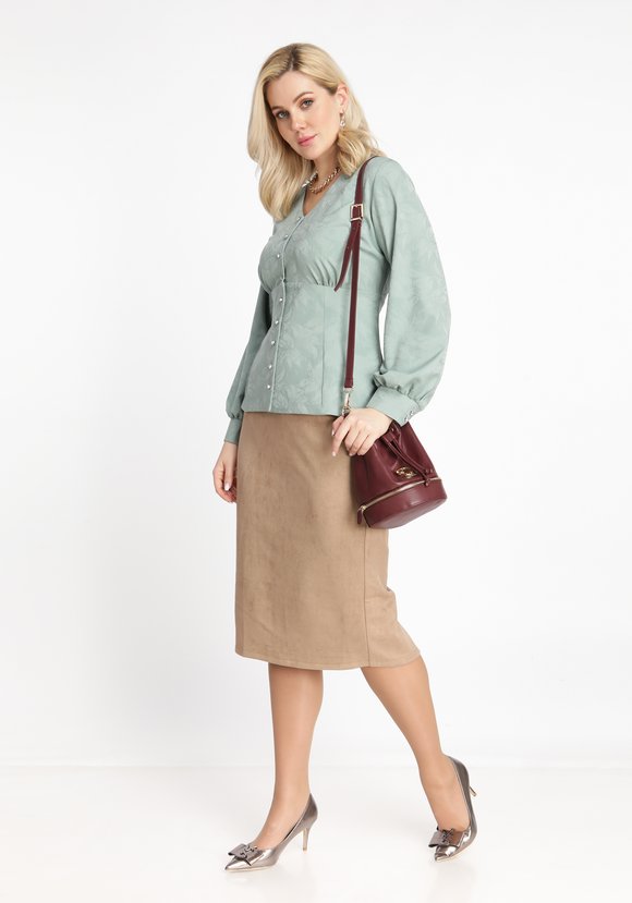 Блузка длинный рукав с утяжкой по талии шир.  580, рис. 12