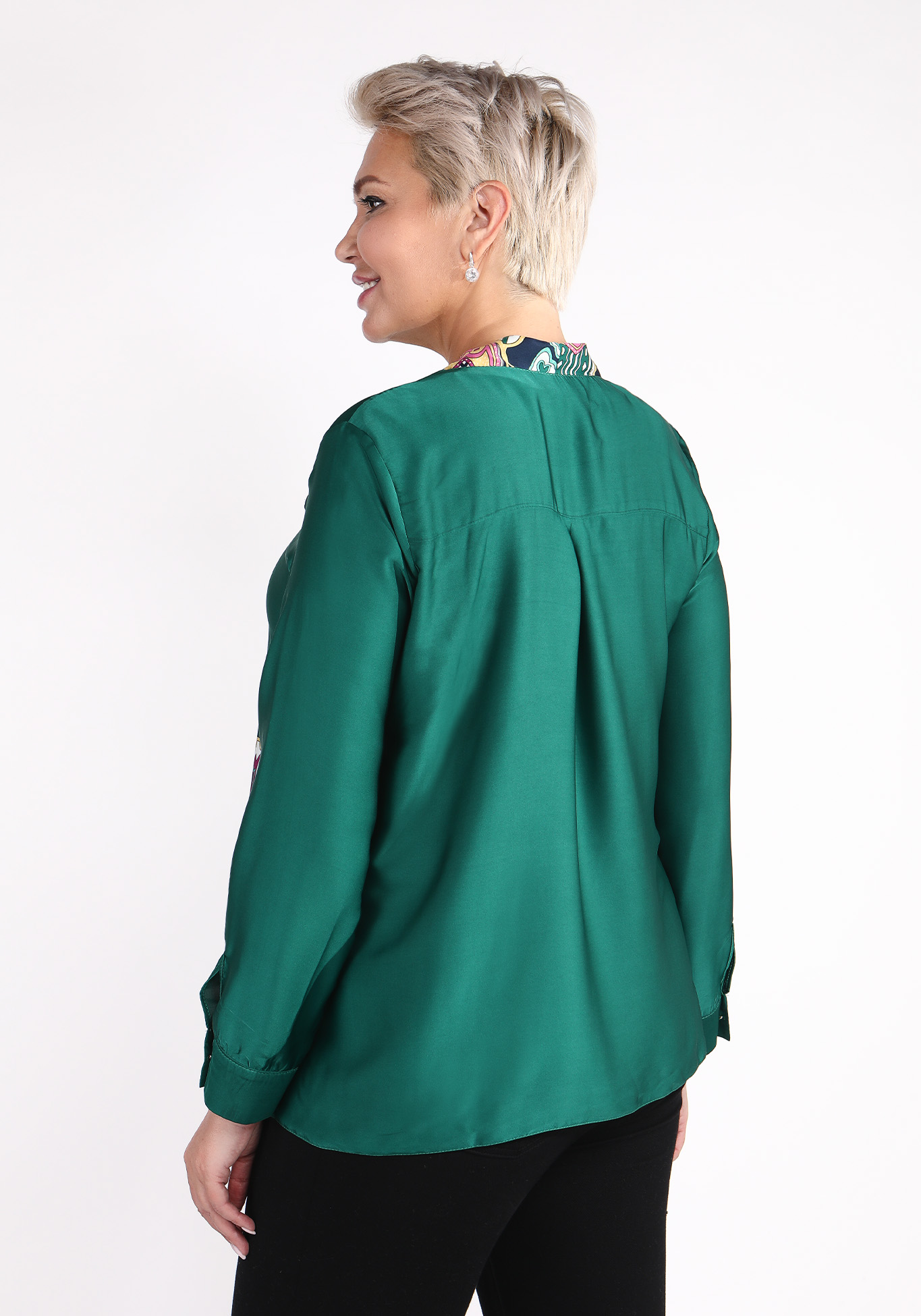 Блуза классическая с бантом "Жасмин" Victoria, размер 52, цвет зелёный - фото 5