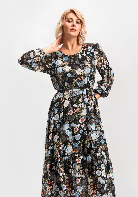 Платье свободного кроя А-силуэта с принтом шир.  580, рис. 10