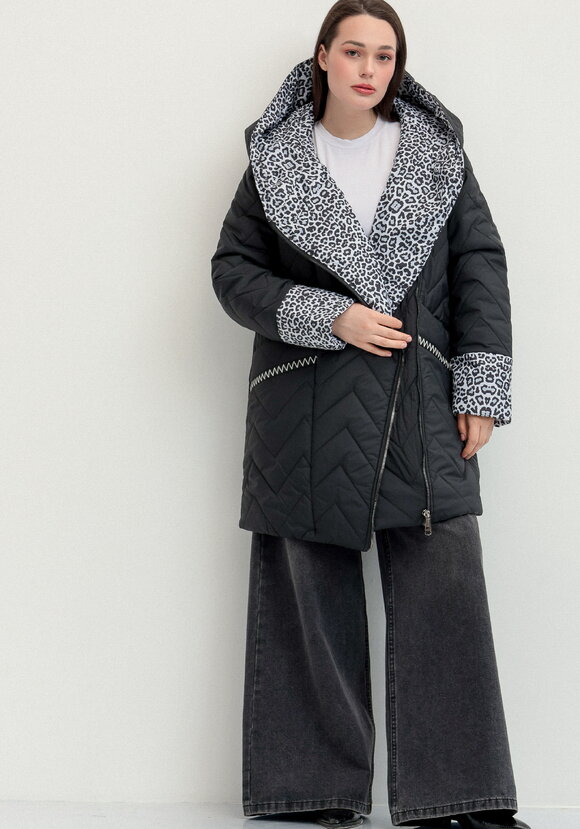 Куртка стеганая с анималистичным принтом шир.  580, рис. 27