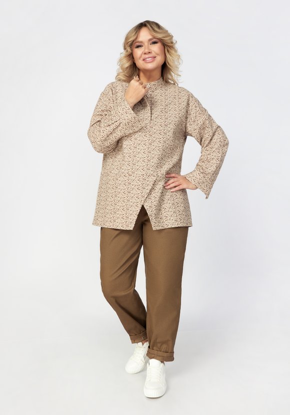 Блуза с цветочным принтом и кокеткой шир.  580, рис. 8