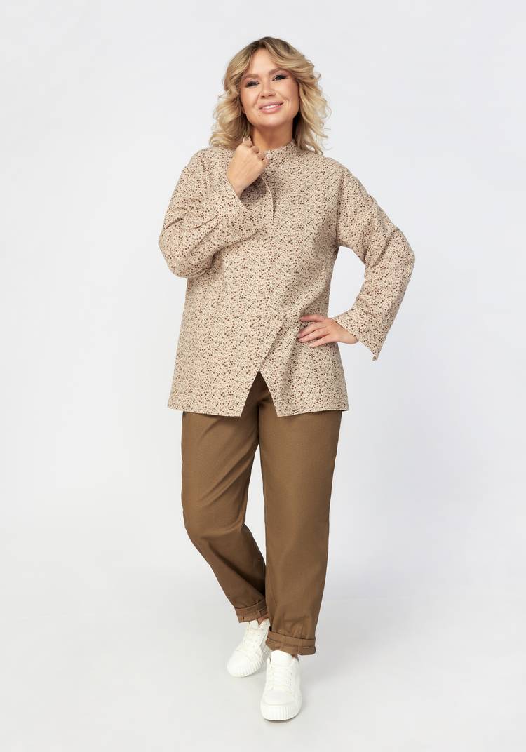 Блуза с цветочным принтом и кокеткой шир.  750, рис. 8