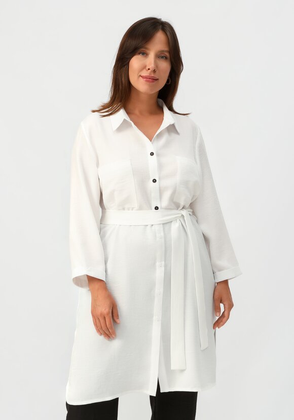 Туника с контрастными пуговицами на поясе шир.  580, рис. 1