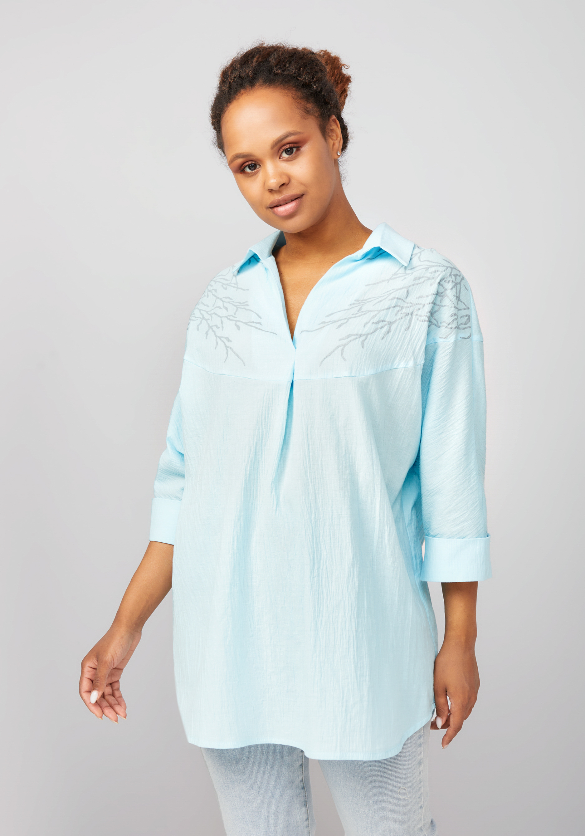 Блуза с принтом "Шерил" Mio Imperatrice, цвет голубой, размер 60 - фото 1