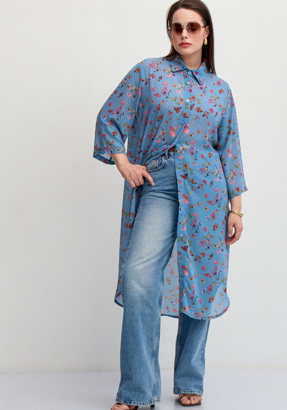 Рубашка с флористическим принтом шир.  580, рис. 15