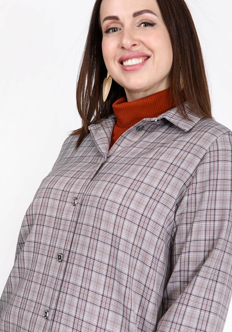 Рубашка прямого силуэта в клетку шир.  750, рис. 8