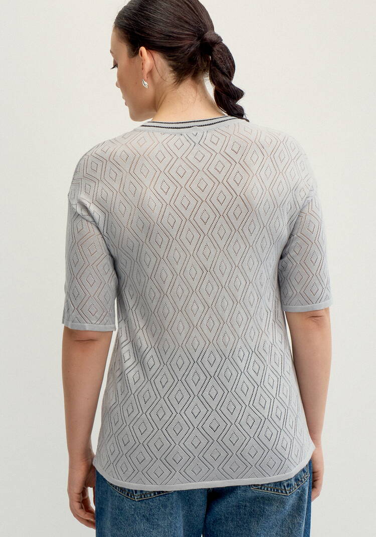 Джемпер с ажурными ромбами и метанитью шир.  750, рис. 19