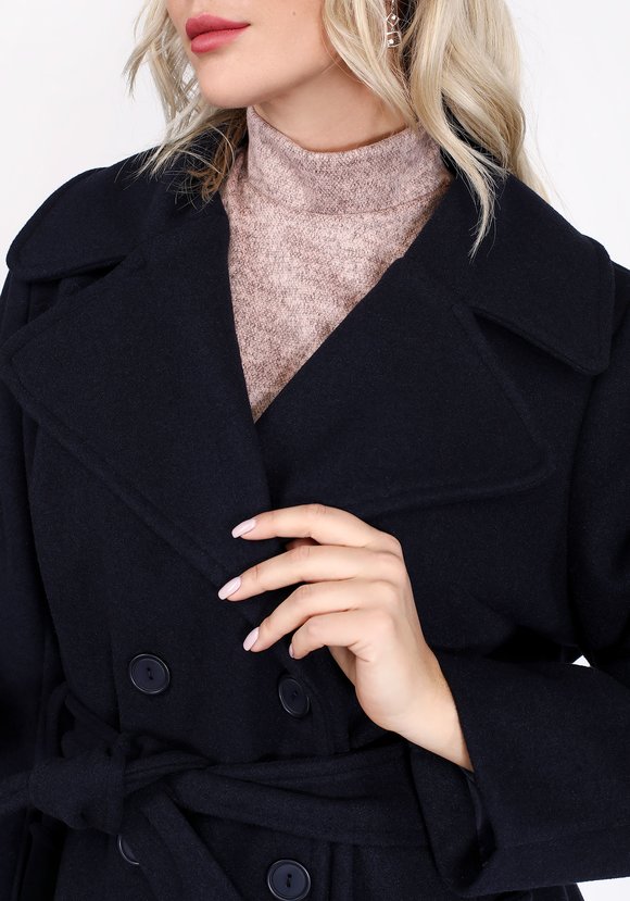 Пальто с поясом и английским воротником шир.  580, рис. 14