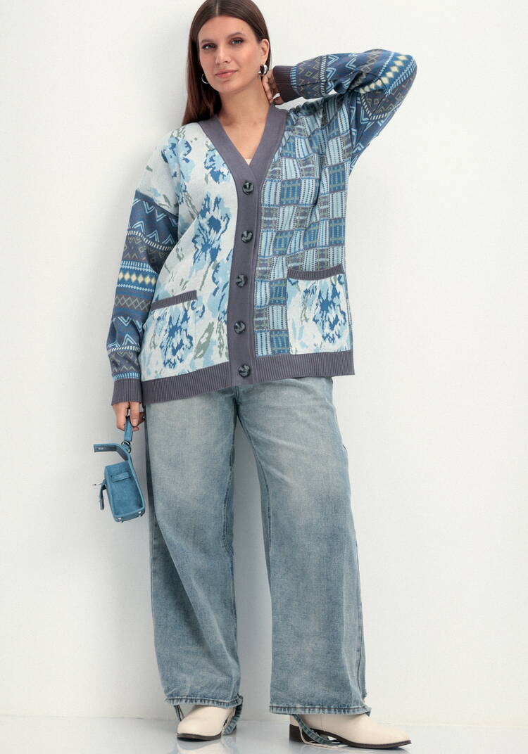 Кардиган жаккардовый с рисунком на пуговицах шир.  750, рис. 16