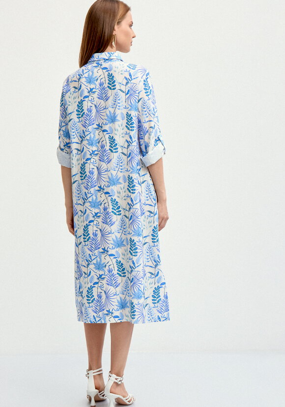 Платье-рубашка изо льна с принтом шир.  580, рис. 11