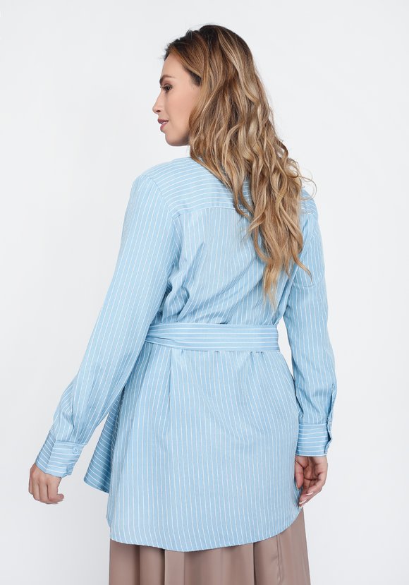 Блуза в полоску с завязкой на талии шир.  580, рис. 7