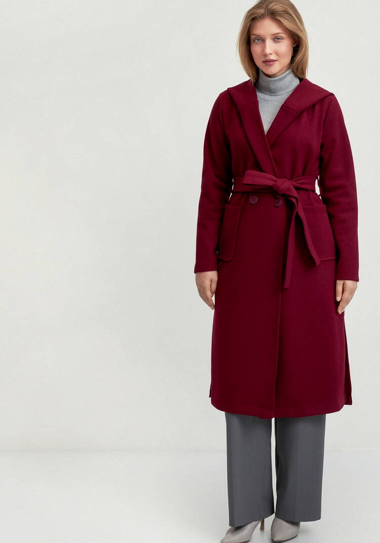 Пальто удлиненное на запах с разрезами шир.  750, рис. 34