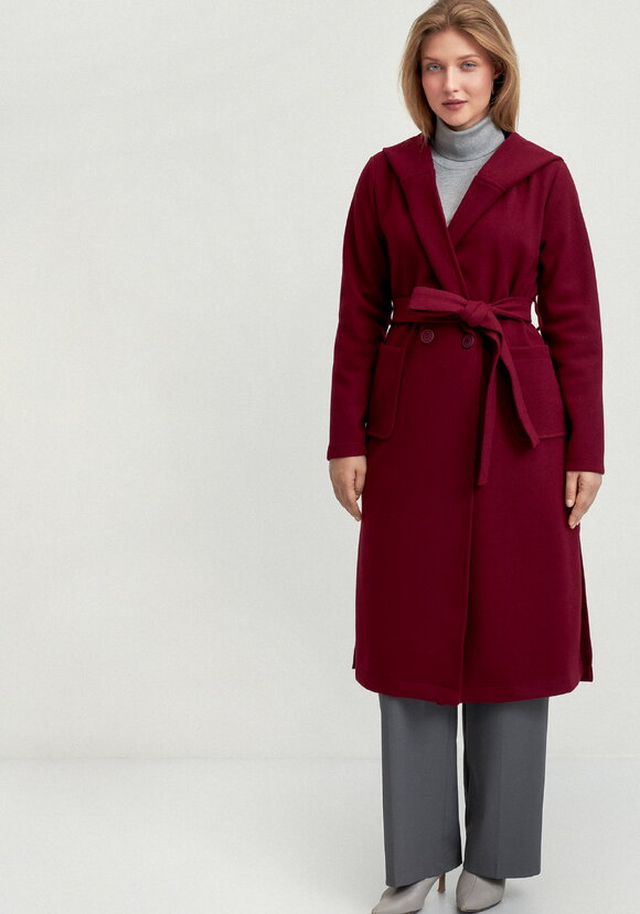 Пальто удлиненное на запах с разрезами шир.  580, рис. 34